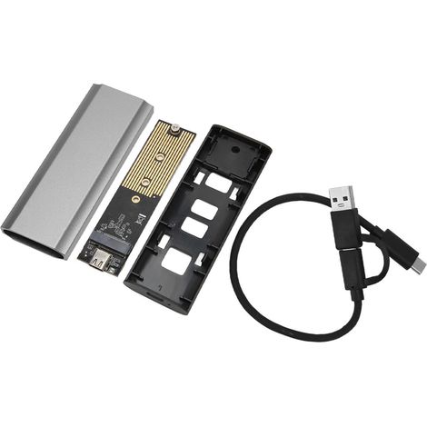 Externes M.2 NVMe/SATA USB-C 10 Gbit/s Gehäuse, kompatibel mit 2230/2242/2260/2280, Grau (1/5)