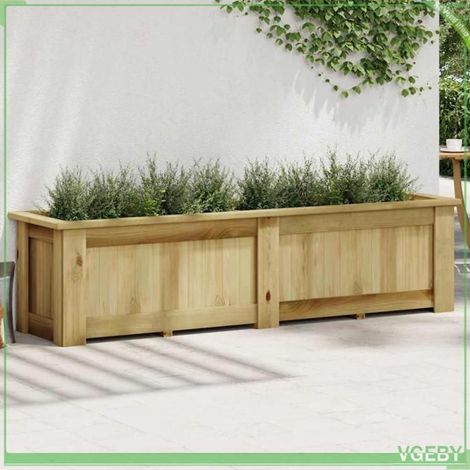 Jardinière surélevée - FAFEICY - 49095 - Pin massif imprégné - 196×50×50 cm - Vert, résistante aux intempéries (1/5)