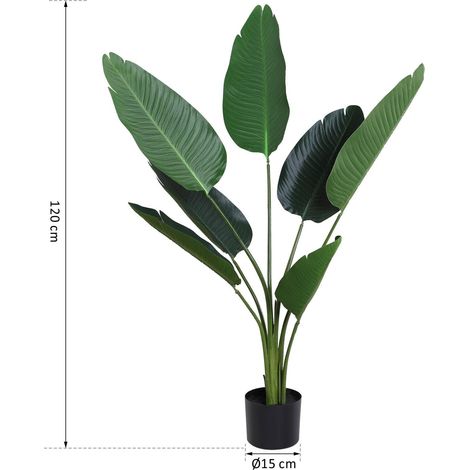 Palmier artificiel décoratif réaliste avec pot, 7 feuilles, pour intérieur, Ø15 x 120 cm, vert (1/5)