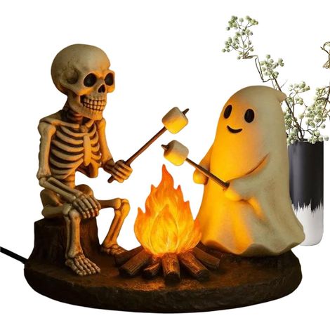 Veilleuse Fantôme Feu de Camp d'Halloween - Veilleuse Mignonne Squelette (1/5)