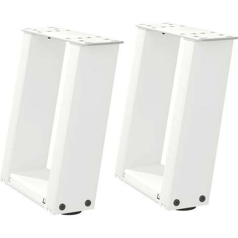 Set di 2 gambe per tavolino da caffè angolate a forma di U 30 x 30 cm moderne e stabili in acciaio bianco 020057022