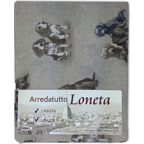 TELO ARREDO COPRITUTTO GRAN FOULARD COPRILETTO COPRIDIVANO TESSUTO LONETA CANE CANI 1 PIAZZA