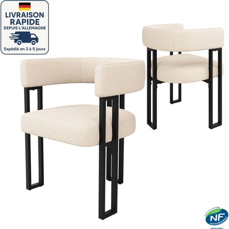 set di 2 sedie da pranzo - Set di 2 poltrone - Tessuto in lana d'agnello di alta qualità - Design ergonomico - contemporaneo - Beige (1/5)