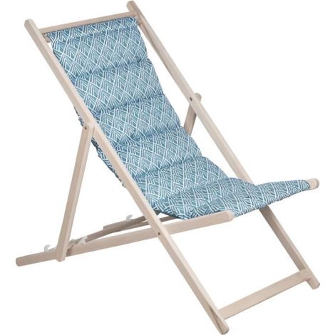 JARDIN PRIVE Chilienne matelassée Danemark blue structure en bois massif (1/5)