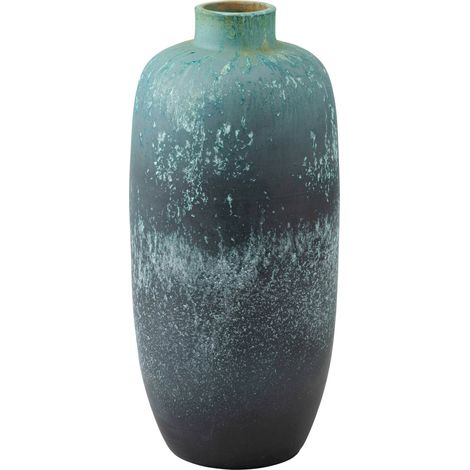 Vase vintage en céramique bleu azur style artisanal - Bleu azur effet vintage