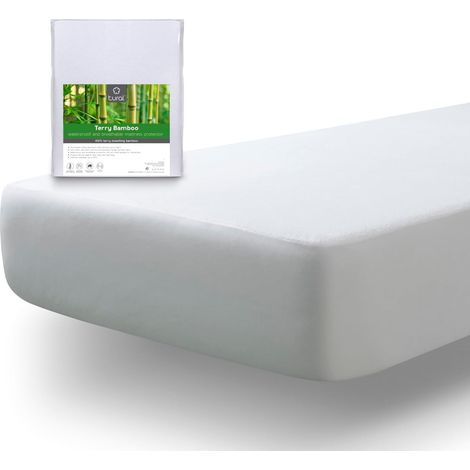Protège Matelas (Lot de 2) 80x190/200cm Bambou Imperméable Certifié Oeko-TEX Respirant Blanc (1/5)