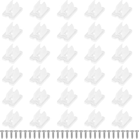 [MAI USATO]30 pezzi clip di fissaggio per strisce LED, clip per strisce LED al neon, clip per stringhe LED, supporti per LED al neon in plastica con viti, bianchi, per installazione interna ed esterna (1/5)