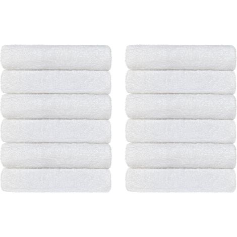Set Asciugamani Bagno 100% Cotone Super Assorbenti Telo Doccia Spugna Professionali Salvietta Lavetta Viso Asciugamano Salviette Teli Asciugamano Ospite Qualità Hotel Lavette 12 Asciugamani - Bianco (1/4)