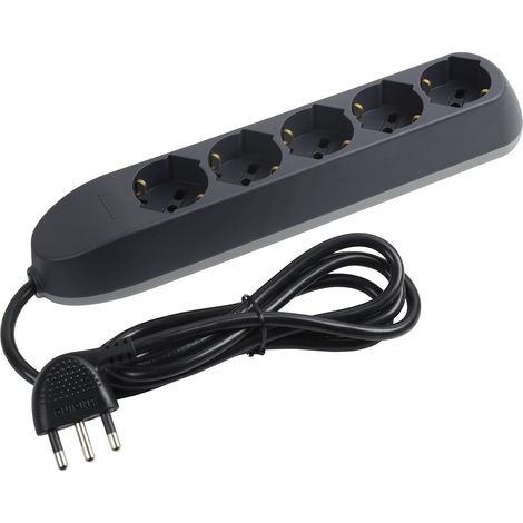 Multiprise électrique sans Fil avec 5 Prises universelles P40 Schuko Standard Allemand, Puissance maximale 3500 W, Couleur Grise (1/5)