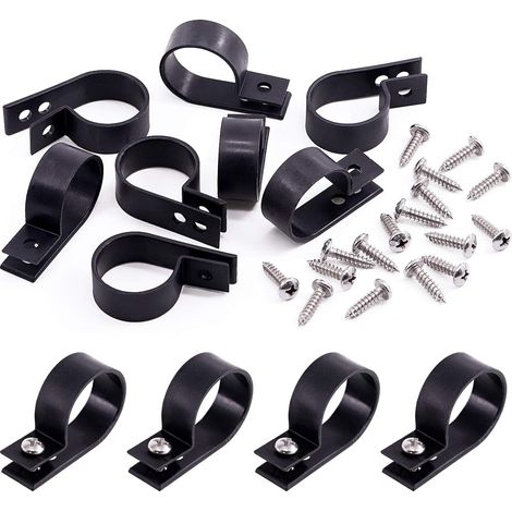 Lot de 60 clips en nylon noir de 2,54 cm pour câbles, kit de serre-câbles de type R avec vis en nylon, clips de fixation pour cordon avec 60 vis pour la gestion des fils (1/5)