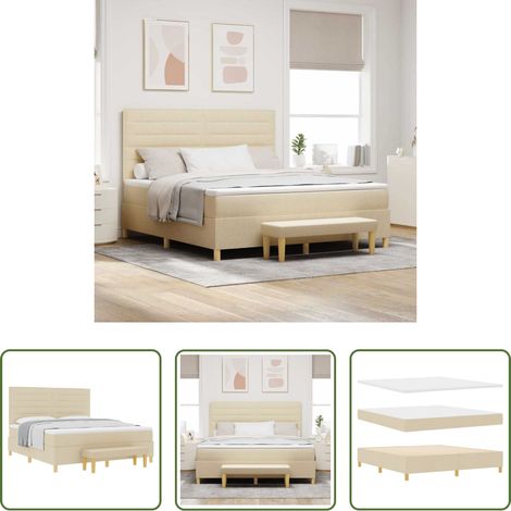 Matratze - Boxspringbett mit Matratze Creme 180 x 200 cm Stoff (1/5)