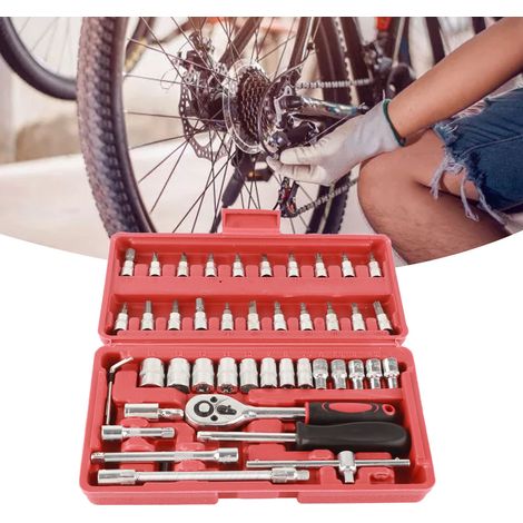 Jeu de 46 douilles en acier chrome vanadium haute dureté pour l'entretien automobile (1/5)