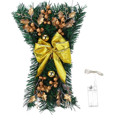 Guirlande Lumineuse - Couronne De Noël À LED Sans Fil - Diamètre 45 Cm - Décoration D'Escalier Porte Et Fenêtre - 1 Pièce (1/5)