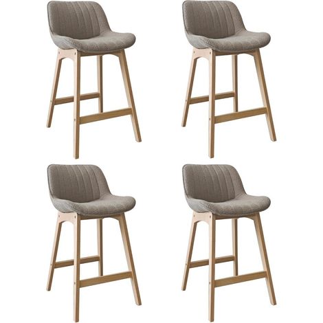 Lot de chaises MILK d'îlot et bar en chêne et assise tissu bouclette 65cm