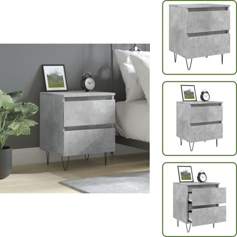 Table de chevet gris béton 40x35x50 cm bois d’ingénierie - Table De Chevet - Meuble De Chambre - Table De Nuit - Commode - Rangement Tiroir (1/5)