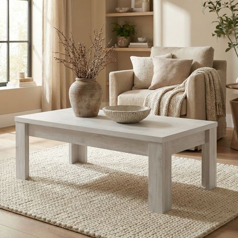 Table basse contemporaine chêne blanc Curtis