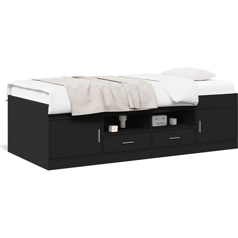 Maison Exclusive - Sofá cama con cajones sin colchón negro 100x20 (1/5)