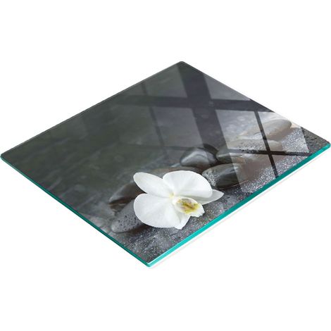 Tabla de cortar de cristal para cocina con diseño decorativo de orquídeas, 60x52 cm. (1/5)