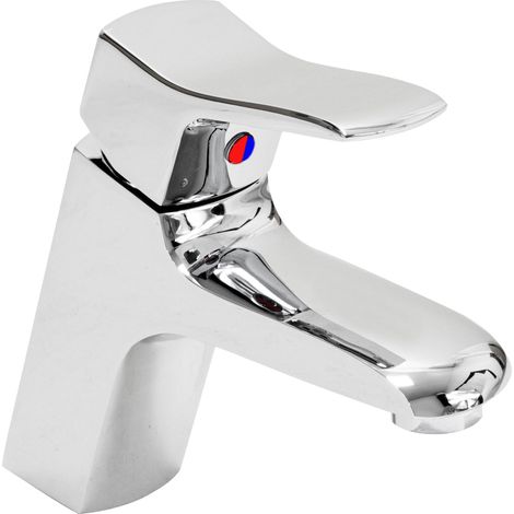 Robinet mitigeur lavabo design laiton chrome cartouche ceramique (1/2)