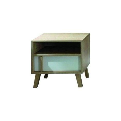 Comodino un cassetto MALMO colori rovere chiaro e bianco