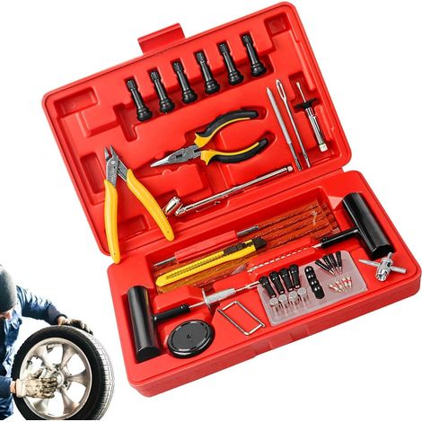 Kit de réparation de crevaison de pneu, kit de réparation de pneu plat – Outils de réparation de pneus robustes, pour réparer les crevaisons et les crevaisons – Kit de réparation de crevaison pour (1/5)
