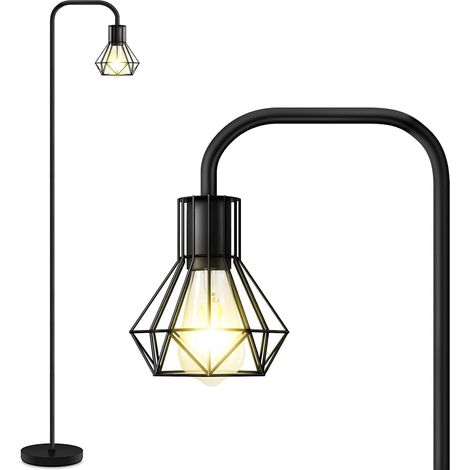 Lampadaire Vintage Industriel Sur Pied - Douille E27, Interrupteur à Pied, Minimaliste Tout en Métal - Pour Salon, Chambre, Noir (Ampoule Non Incluse) (1/5)