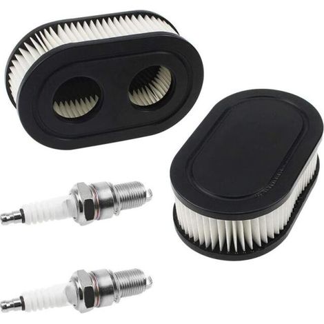 Luftfilter für Briggs & Stratton Motoren 798452 und 5432, Rasenmäher-Luftfilter 593260 mit 2 Zündkerzen