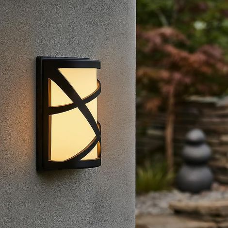 LIGHTING - Applique Murale Extérieure OSAKA Noire, Luminaire de Façade Moderne, Culot E27, Diffuseur Anti-UV, Étanche IP44, Design Élégant pour Terrasse et Jardin (Sans Ampoule) (1/5)