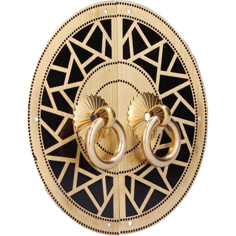 Poignées de meubles de style antique chinois, accessoires en cuivre pour meubles, poignées en cuivre pur à motif de grille ronde pour portes de bibliothèque, d'armoire et de fenêtre. (1/5)