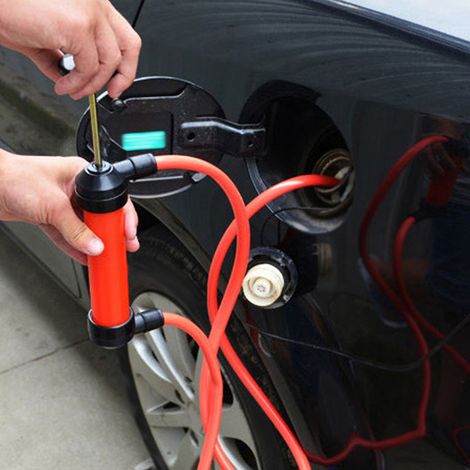 Pompe manuelle portable pour transfert d'essence, gasoil et huile - Siphon à main pour liquides (1/5)
