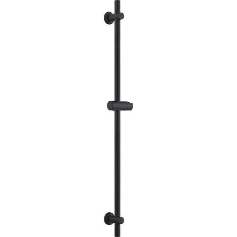 Barre de douche en acier inoxydable avec support de douchette et fixations murales réglable compatible trous existants, colonne de douche 100 cm noir (1/5)