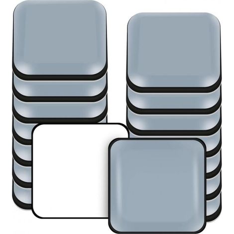 16 piècesPatins de meubles carrés, 20 x 20 mm, Patins de meubles autocollants carrés en PTFE Téflon pour sols lisses et moquettes (1/5)