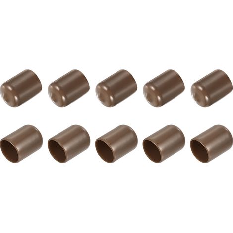 10pcs Embouts en Caoutchouc, 15 mm ID Vis Filetage Protecteur en PVC Embouts de Protection Flexible pour Tube Métallique, Câbles, Fils, Tige, Écrou et Cache Boulon, Brun (1/5)