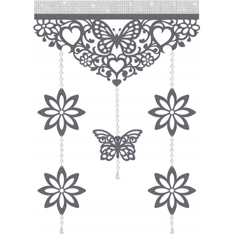 D91 Tenda moderna con farfalle e fiori, elegante motivo traforato, 60x90