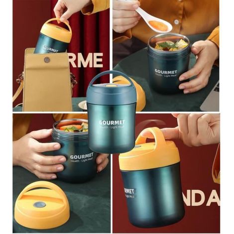 Boîte Alimentaire Isotherme - Thermos - Acier Inoxydable - 500ML - Étanche - Portable (1/4)