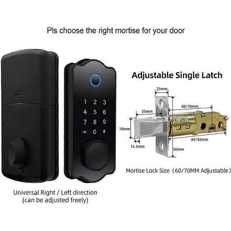 Cette serrure de porte intelligente possède cinq fonctions : étanche, verrouillage automatique et compatible avec l'application TTlock, les cartes à puce, 150 mots de passe et la reconnaissance d'empr (1/4)