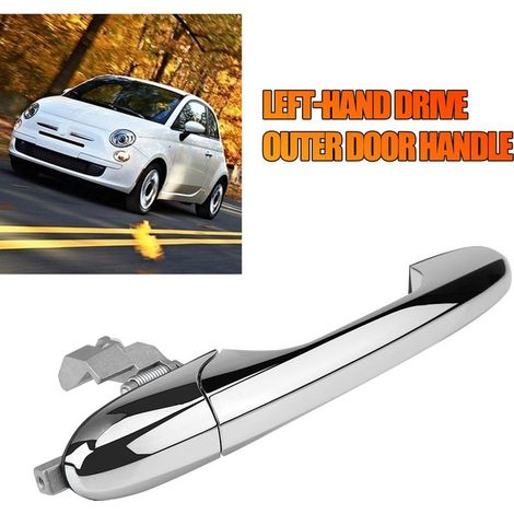 Zoternen – Poignée de porte extérieure côté passager pour Fiat 500 2012-2018 – Plastique robuste – Finition chromée miroir – Remplacement direct - 68069942AC (1/5)