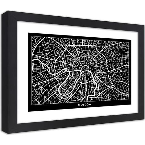 Quadro con cornice, Carta della città di Mosca - 30x20 (1/5)