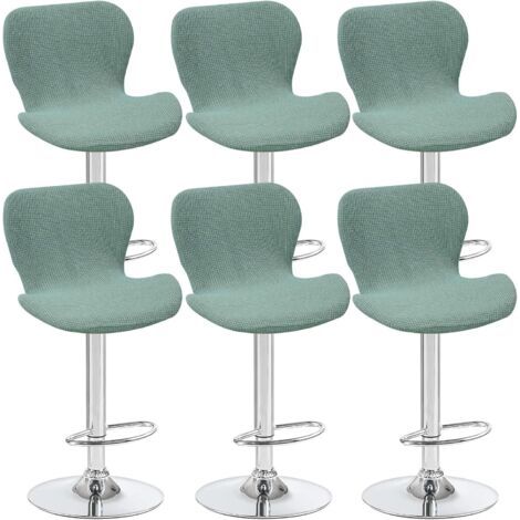 Lot de 6 housses de tabouret pivotant incurvées vert clair, 40 x 30 x 30 cm, housses de chaise de bar à dossier bas, adaptées aux comptoirs/cuisines (1/5)