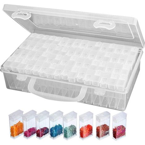 Boîte transparente à grille 42/84, boîte de rangement pour peinture diamant faite main, boîte en verre pour perles de riz, boîte pour accessoires de nail art (1/5)