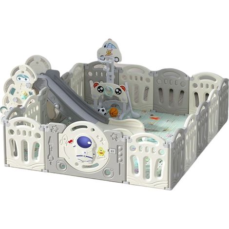 Parc pour bébé, Aire de jeux intérieure, Centre d'activités, Parc+Toboggan+Anneau 1.5x1.6m (1/2)