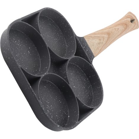 Poêle à frire 4 trous antiadhésive en pierre médicale, fond plat pour œufs, omelettes et hamburgers (1/5)