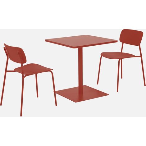 Set tavolo da giardino quadrato in acciaio con 2 sedie (1/3)