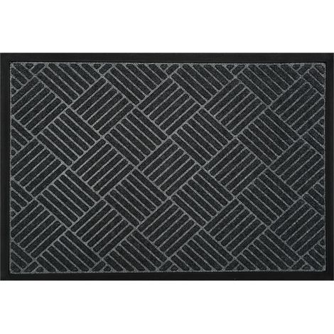 Paillasson sergé noir 75x45 cm, très absorbant et durable, poils longs, idéal pour parquet et sols sensibles (1/5)