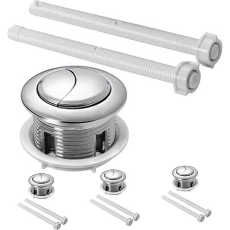 Bouton-poussoir Wc Double Commande Ovale Argenté 48mm, Lot 4 (1/5)