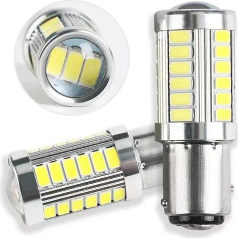 Ampoule Voiture LED 1156 P21W Blanc Argent 33-LED, Deux Ampoules, Longue Durée de Vie (1/4)