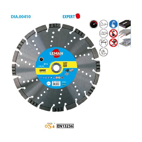 Leman - Disque diamant segments multimatériaux Diam 125 x 22,23 x H 12 mm