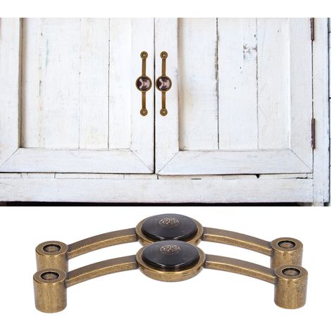 Set aus 2 Schubladengriffen aus Zinklegierung in Antikbronze für Möbel, im modernen europäischen Landhausstil, farbige Acrylgriffe, braun (1/5)