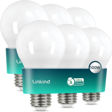 Ampoule LED E27 Classe A, 7,2W = 100W, A60 1521lm Ultra Lumineux, 4000K Blanc Neutre, 50000H Durée de Vie, Économie d'Énergie, Ampoule Mat, Lot de 6 (1/5)