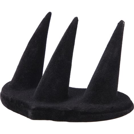 Support à bagues en velours noir, présentoir pour bijoux et organisateur d'anneaux (3 doigts) (1/5)